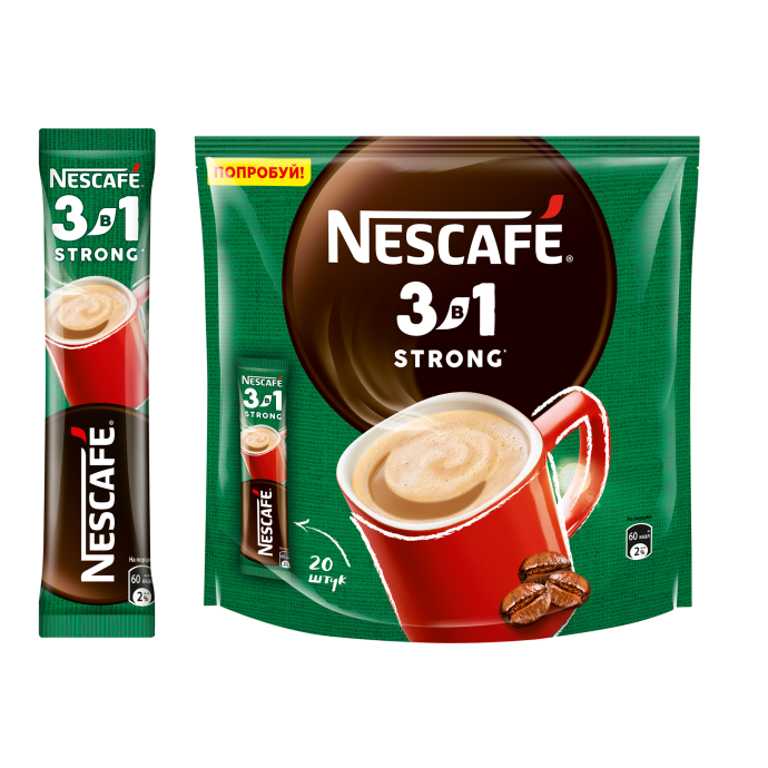 Кофе растворимый NESCAFÉ 3 в 1 Strong, крепкий, 20 шт.